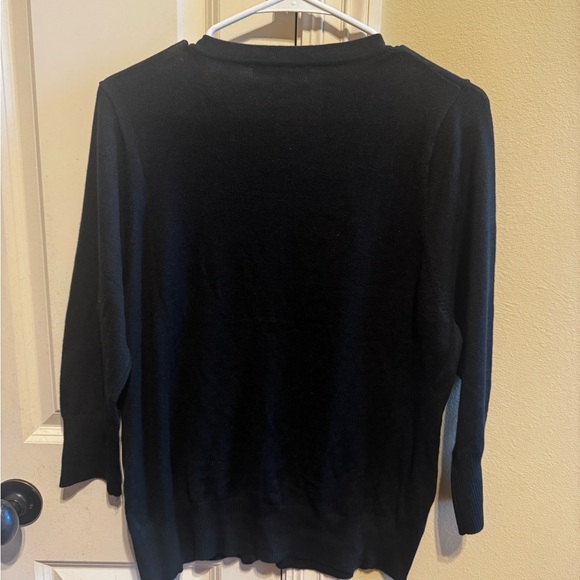 YeMak Black Crewneck Casual Button Down Sweater Cardigan Plus Size 2X - Picture 9 of 11